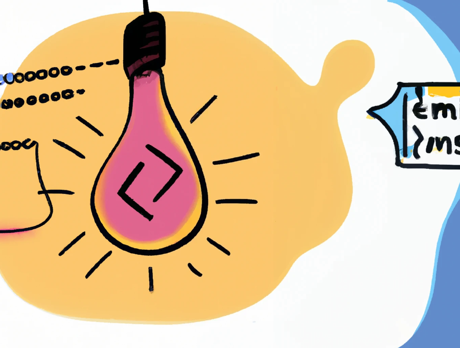 And abstract image of programming code surrounded by a light bulb.