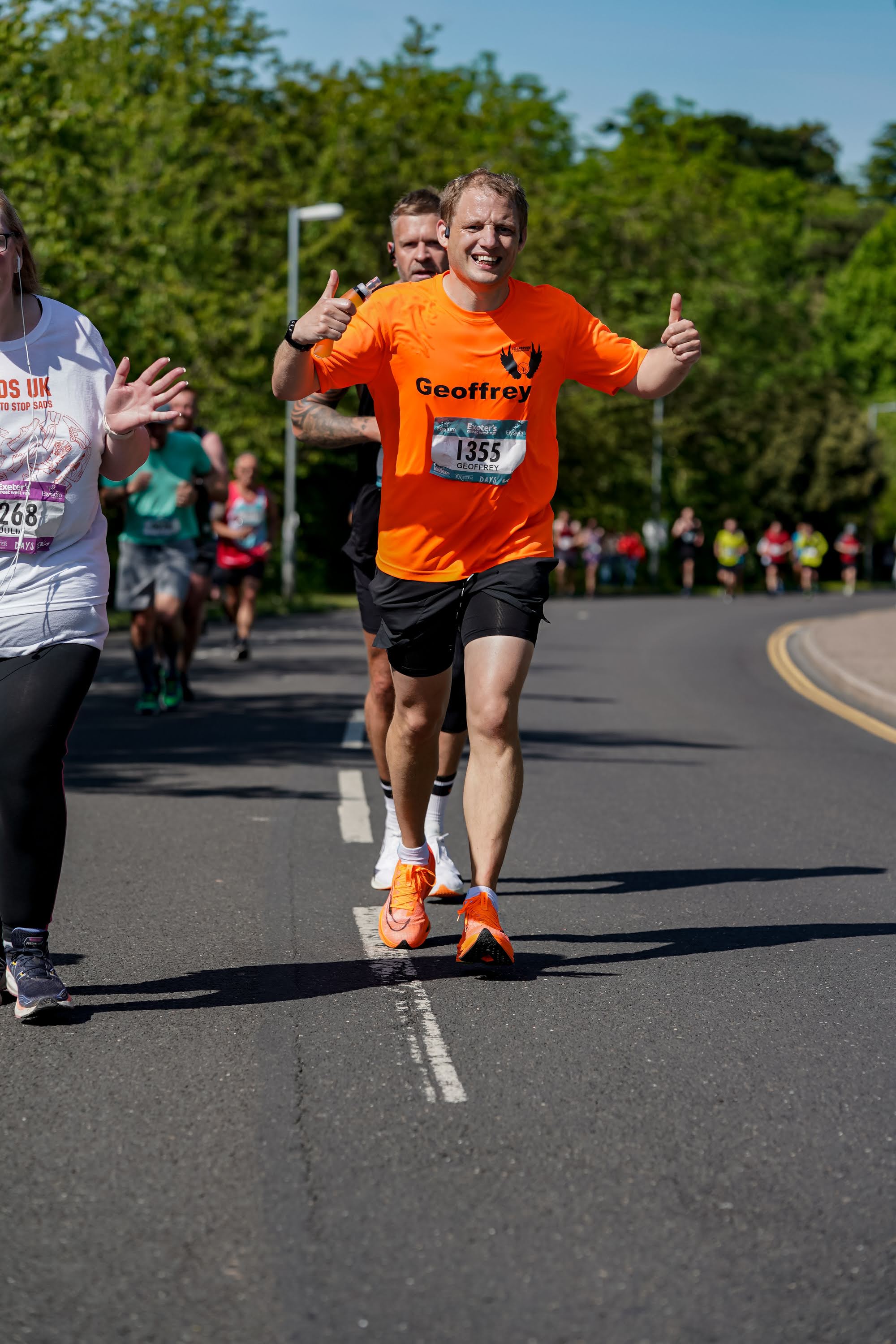 Geoffrey Hayward running up the University hill at the Exeter Great West Run.