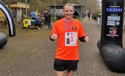 Geoffrey Hayward at the finish line of the 2023 Granite Way race.